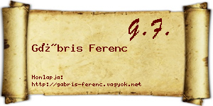 Gábris Ferenc névjegykártya